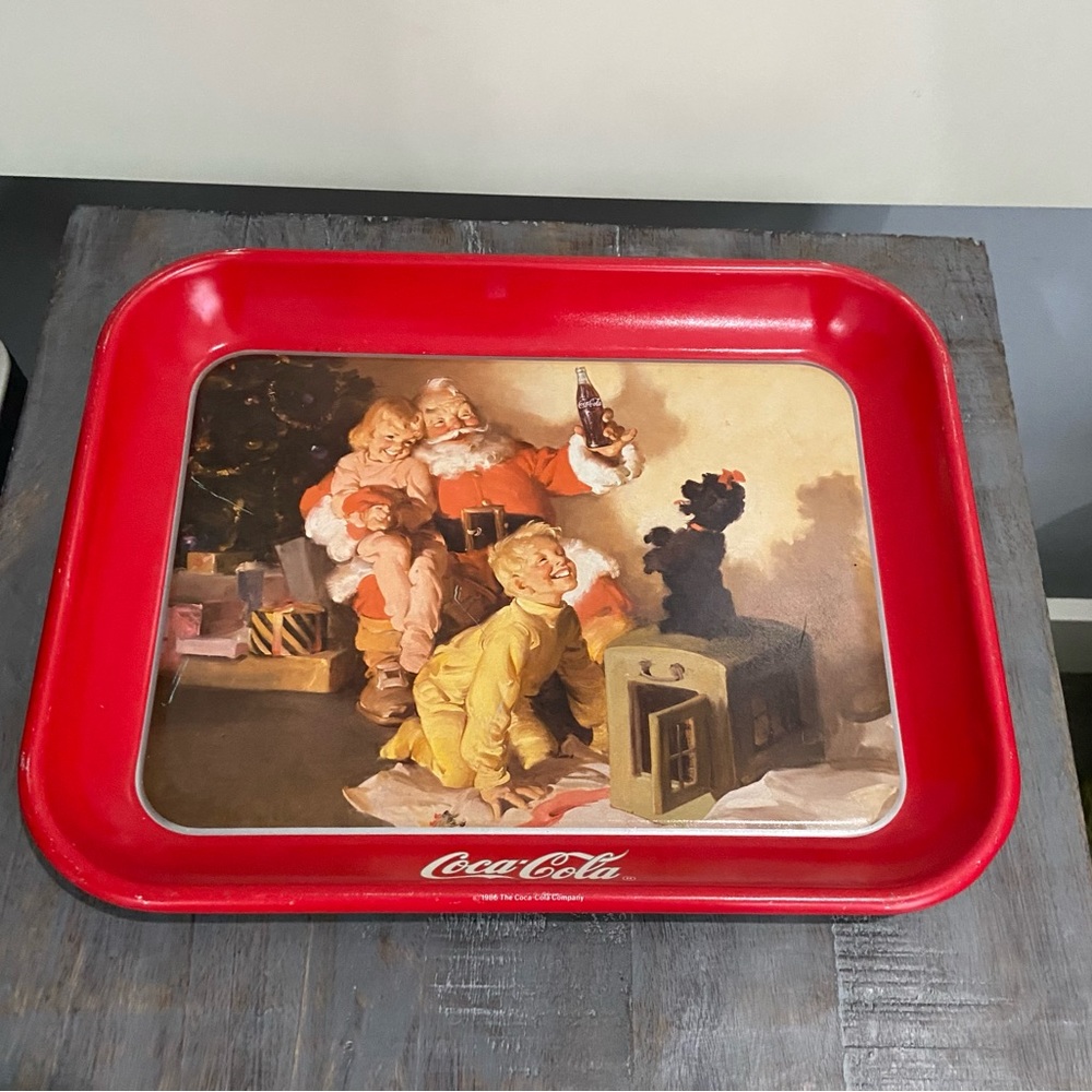 Vintage Coca Cola Holiday Edition Tin Tray 1986